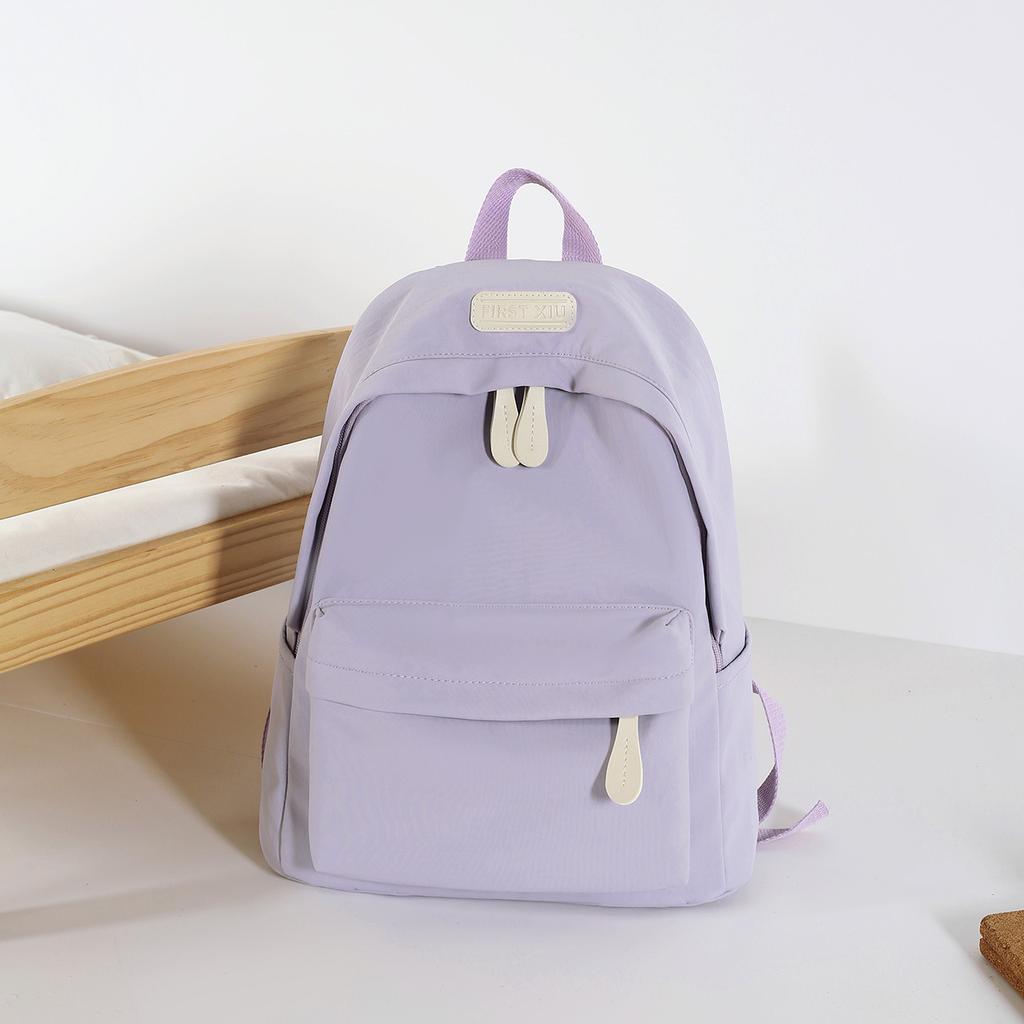Schoolbag Solid Color Versatile High School Student School Bag Female Extracurricular Training Course Printing Backpack Leisure Travel Small Backpack