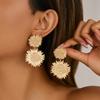 Vintage Sunflower Alloy Earrings Drop for Women Exaggerate Daily Party Banquet Earrings Y2K Jewelry Accessories 2025 New
