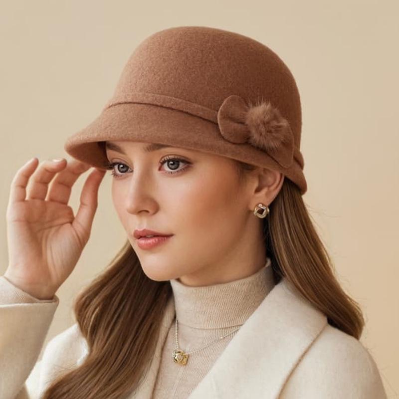 Autumn and Winter  The Elderly Hat Women's Wool Foreign Air Basin Hat Thickened Thermal Top Hat
