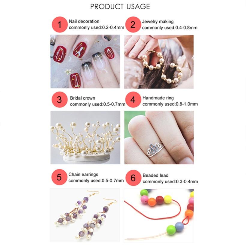 0.2-1mm zilver/goud/roségoud koperdraad voor Armband Ketting DIY Kleurvast Kralendraad Sieradenkoord String voor Knutselen