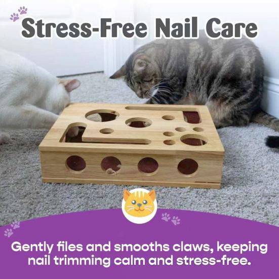 Katzen Nagelfeilenbox Katzenkratz-Puzzle Enrichment-Box mit Glöckchenbällen Interaktiver Katzenkratzbaum Labyrinthbox für Katzen Nagelpflege Selbstbeschäftigung