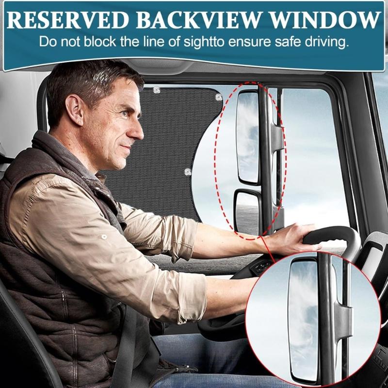 1Pc/2Pcs Mesh Window Shade Side Window Sun Shade Semi Truck Accessory Driver Window Covers with Interior Protect