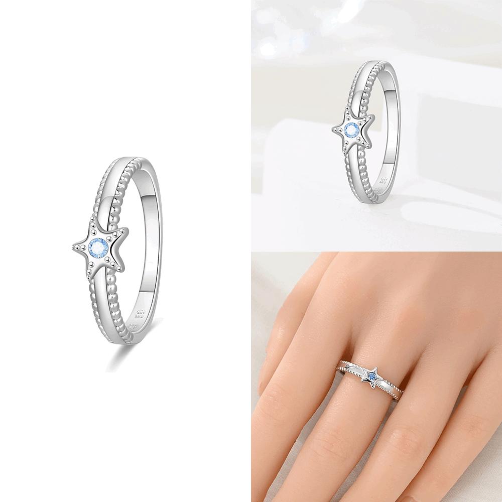 

Original Copper Blue Zircon Simple Ring Exquisite Sea Star Woman S Rings Jewelry Valentines Fine Wedding Gift Accessory Set