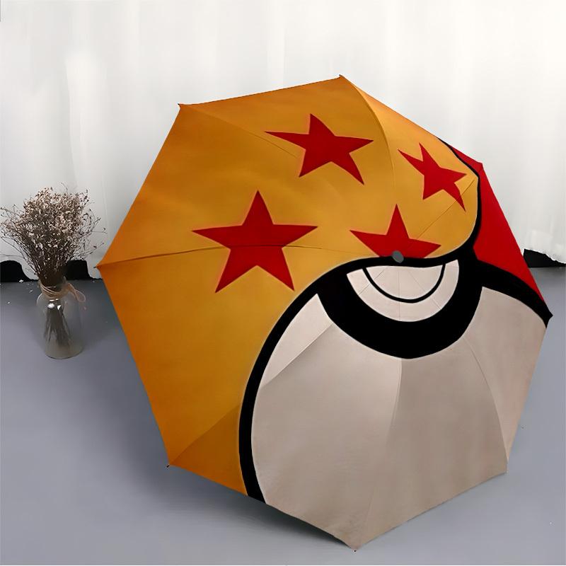 Pokeball Stars Pokemon Automatic Open/Close Umbrella Folding Umbrella,Portable Compact Perfect Gift for Birthday, Christmas0809203