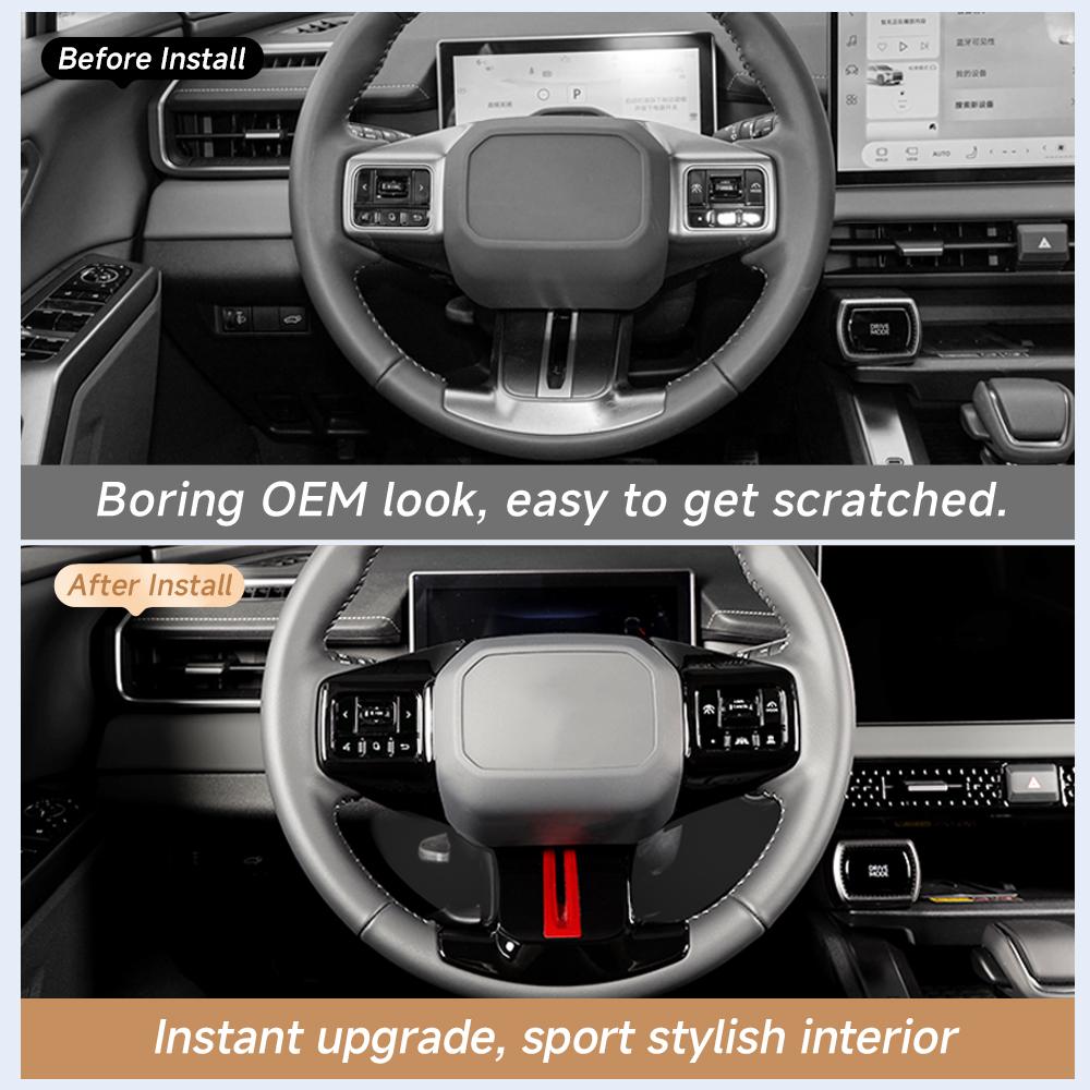 For Toyota RAV4 2026 Steering Wheel Trim ABS Glossy Black/Carbon Fiber&Red Easy Install Protective Cover Interior Accessories