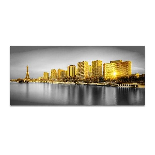 Golden New York City Manhattan Building Grande Moschea della Mecca Dipinto su tela Parigi Poster Immagine di arte della parete Decorazione del soggiorno Senza cornice