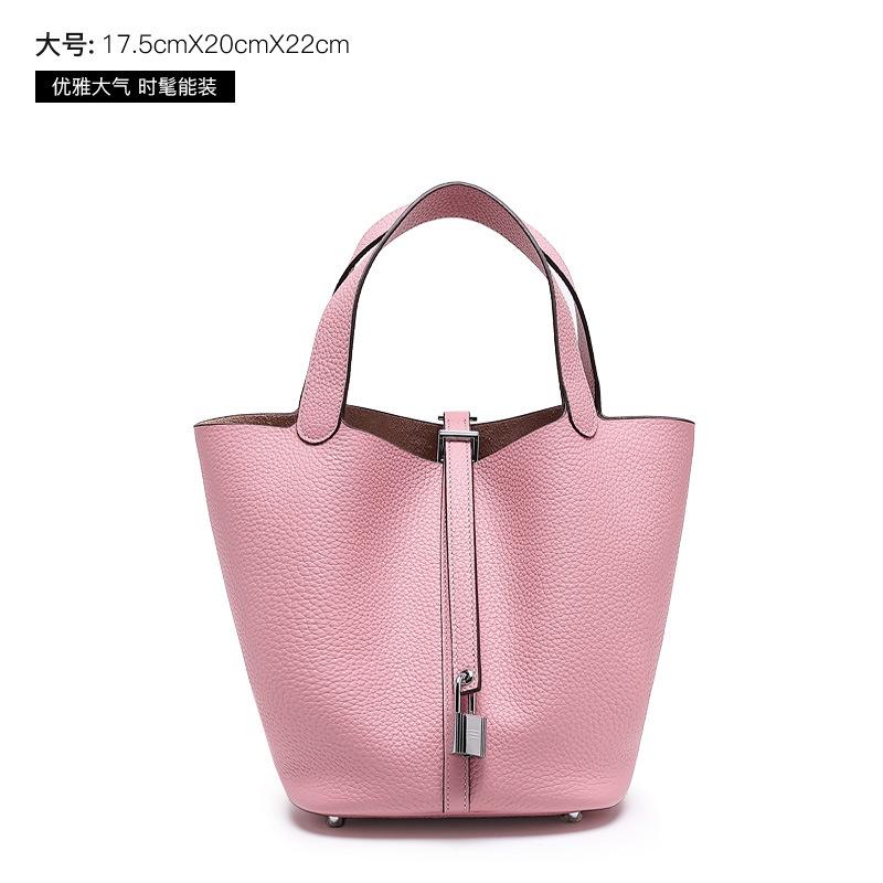 2025 Genuine Leather Women's Bag, New Top Layer Cowhide Handbag, Mother-Daughter Bag, Bucket Bag, Trendy Women's Bag