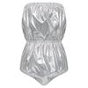 Womens Waterproof Glossy Swimwear Strapless Lingerie Bodysuit Elastic Band High Cutting Rompers Clubwear