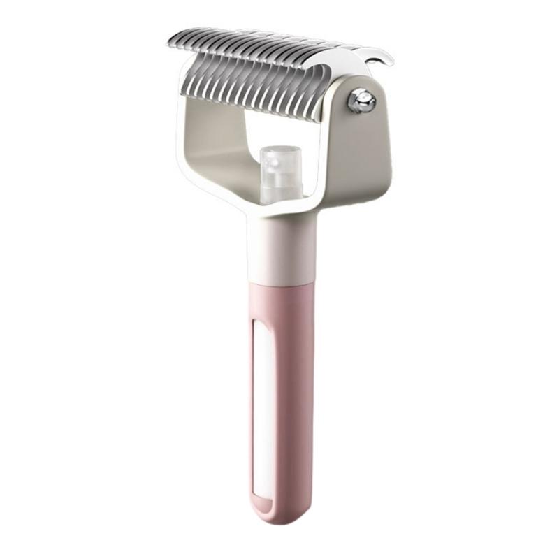 Pet Deshedding Brush With Massage Function Sprayer Dog Grooming Tool For Shedding Control And Coat Care