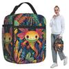Cartoon Axolotl In Coral Reef Insulated Lunch Bag for Kids School Cooler Thermal Food Box Tote Portable Lunch Boxes Container