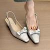 Bow Women's Sandals Pointed Toe Shallow Elegant Heels Shoes 2025 Slippers Summer Fashion New Flip Flops Dress Sandalias De Mujer