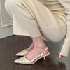 Shoes for Women 2024 New Pointed Toe Women's Slingback Sandals Simple and Elegant Dress Shoes Heels Women Zapatillas Mujer