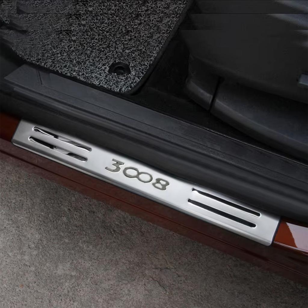 OQUP8 For Peugeot 3008 GT 2016-2022 Silver Stainless Steel Door Sill Scuff Plate Pedal Entry Guard Protector Cover Car Accessories