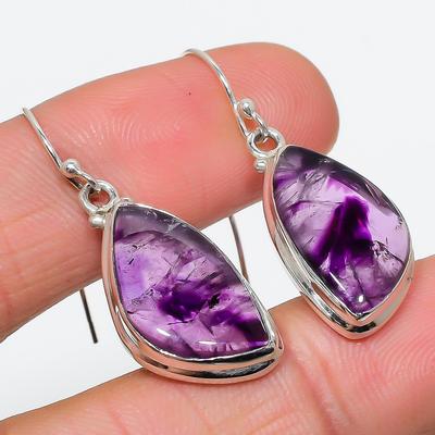 Natural Brazilian Amethyst Gemstone 925 Solid Sterling Silver Earring 1.50" N6g25