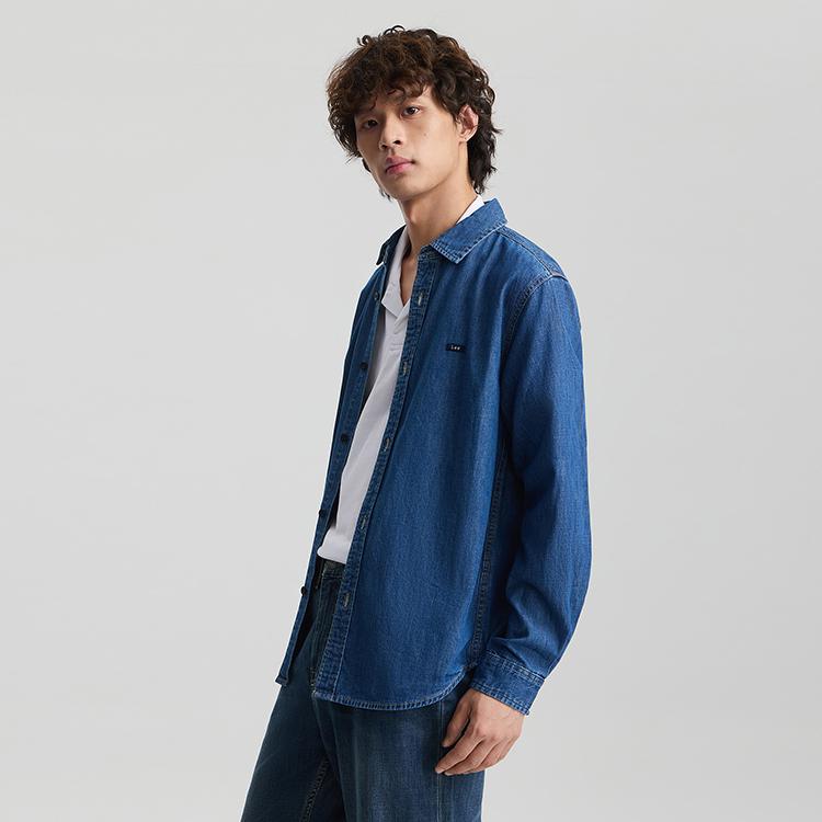Lee Shirts Men's Lapel Moderate Denim LMT0111836VC00F