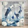 Luxury Golden Koi Fish With Cherry Blossoms Waterproof Shower Curtain For Feng Shui Bathroom Decor