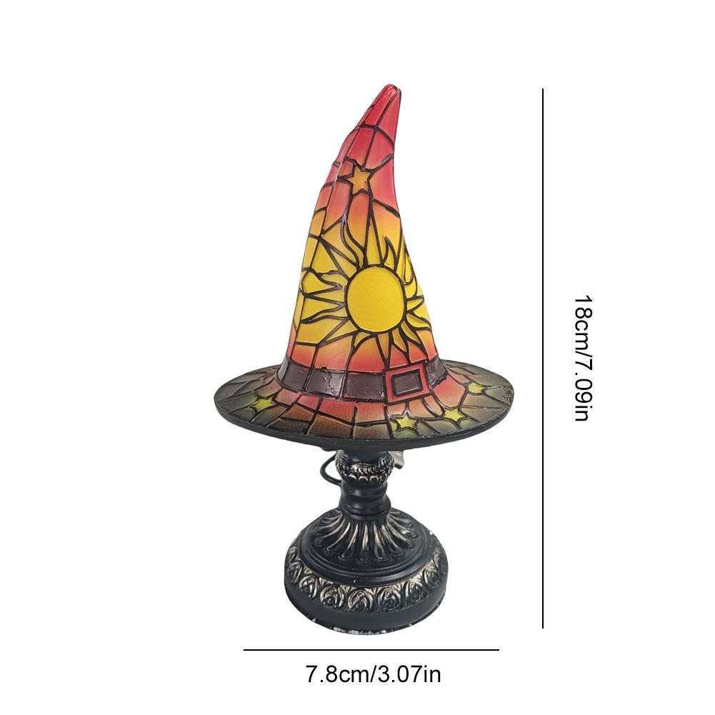 Creative LED Witch Hat Lamp Table Lamp USB Powered Night Light Resin Witch Hat Light Ornament Halloween Party Home Decor