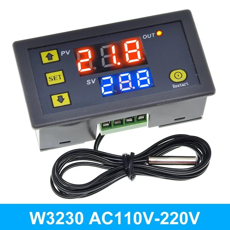 W3230 12V 24V AC110-220V Prob hattı 20A Dijital Sıcaklık Kontrolü LED Ekran Termostatı Isı/Soğutma Kontrol Cihazı