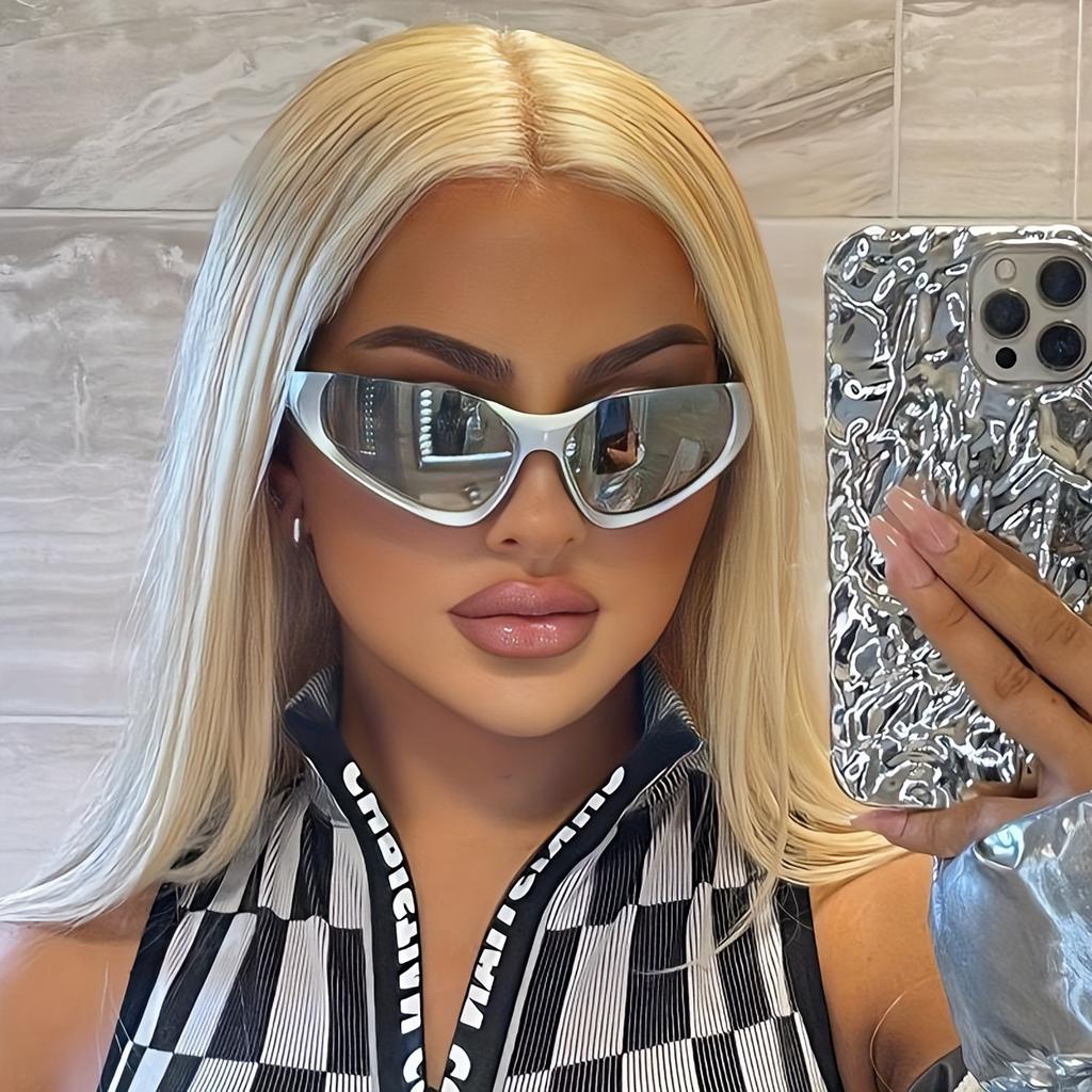 New Fashion Sunglasses Millennium Spice Girls Cyberpunk Future Technology Sense Half Frame Sunglasses Men's and Women's Sunscreen
