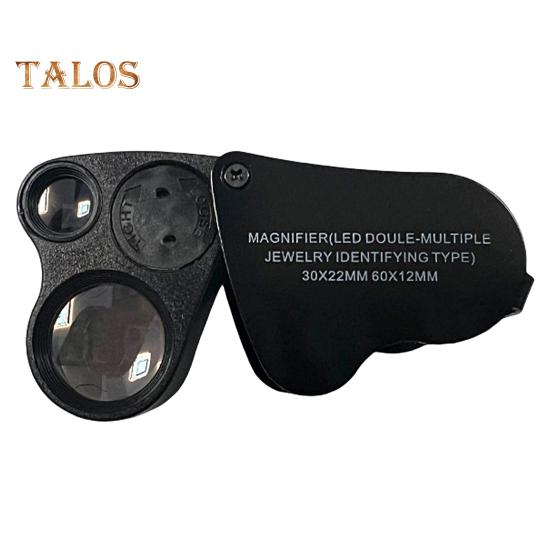 

30x 60x Jewellers Loupe Портативна подвійна лупа з підсвічуванням, складна лупа для перевірки ювелірних виробів, збільшувальне скло зі світлодіодним підсвічуванням для дорогоцінних виробів чорний