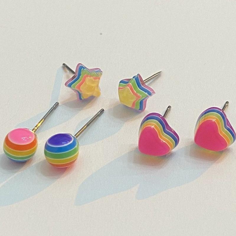 Playful Rainbow Ear Jewelry Studs Earrings Ear Studs 925 Silver Material Ear Pins Perfect Jewelry Gift for Woman Girls