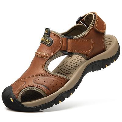 Sommer Sandalen Leder Outdoor Herren Strandschuhe Luxus Atmungsaktiv Casual Sandale Mann Watschuhe Rutschfeste Hausschuhe mit breitem Futter