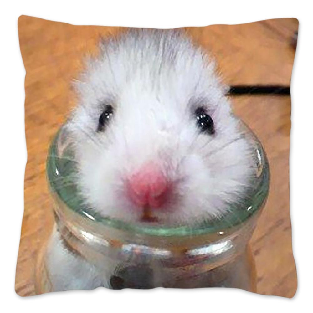 Funny Hamster Meme Pillow Cover Home Decor Polyester Cushion Cover for Sofa Car Cute Pillow Case Cojines Decorativos Para Sofá