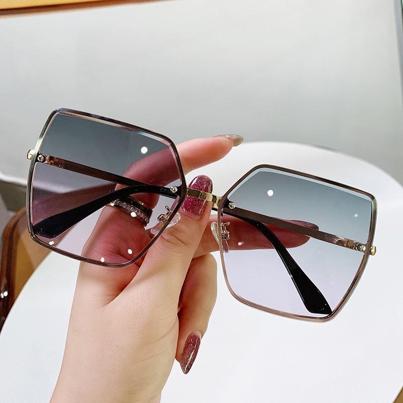 Metal Sunglasses Stylish Large Frame Women's Sunglassesnap Sun-shade Glasses Ins Sunglasses