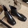 Fashion Hot Genuine Leather Women Boots Winter Slip-On Carved Brogues Chelsea Boots Thick Heel Ankle Boots Women Shoes British Style