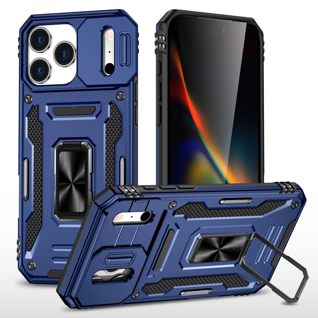 For iPhone 17 Pro Max Case Kickstand Slide Lens Lid PC+TPU Drop