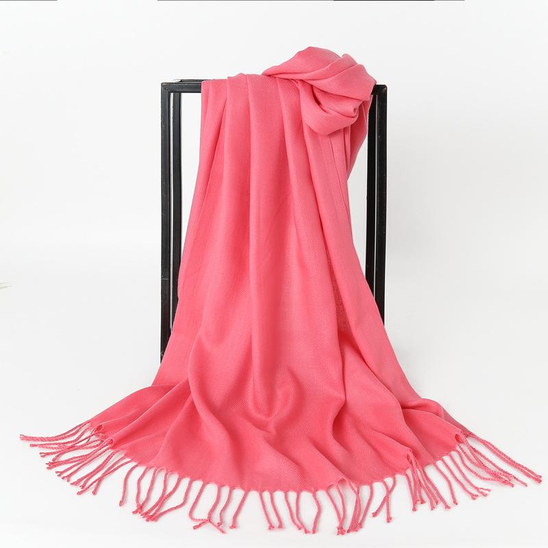 Autumn And Winter New Women'S Cashmere Scarf Solid Color Imitation Cashmere Pulling Scarf Thick Embroidery Cashmere Shawl