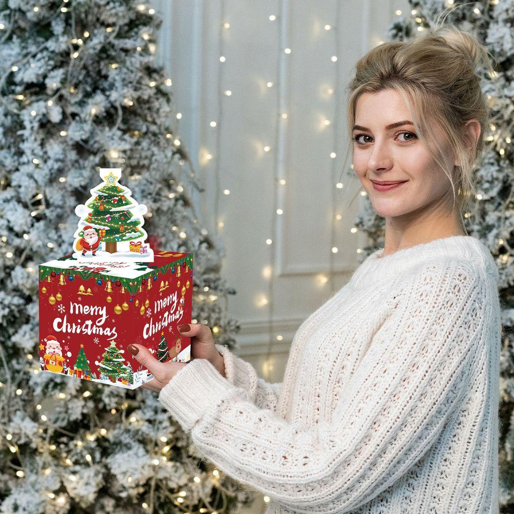 Tree Christmas Red Pattern Paper Gift Box Holiday Decoration Prop Atmosphere