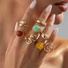 Salircon 8Pcs/Set Boho Colorful Acrylic Resin Rings for Women Exquisite Irregular Stackable Adjustable Opening Ring Jewelry Gift