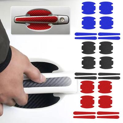 8x Autodeurklink Kom Koolstofvezel Anti-Kras Beschermende Stickers Universele Deur Anti-Botsing Beschermstrip Accessoires