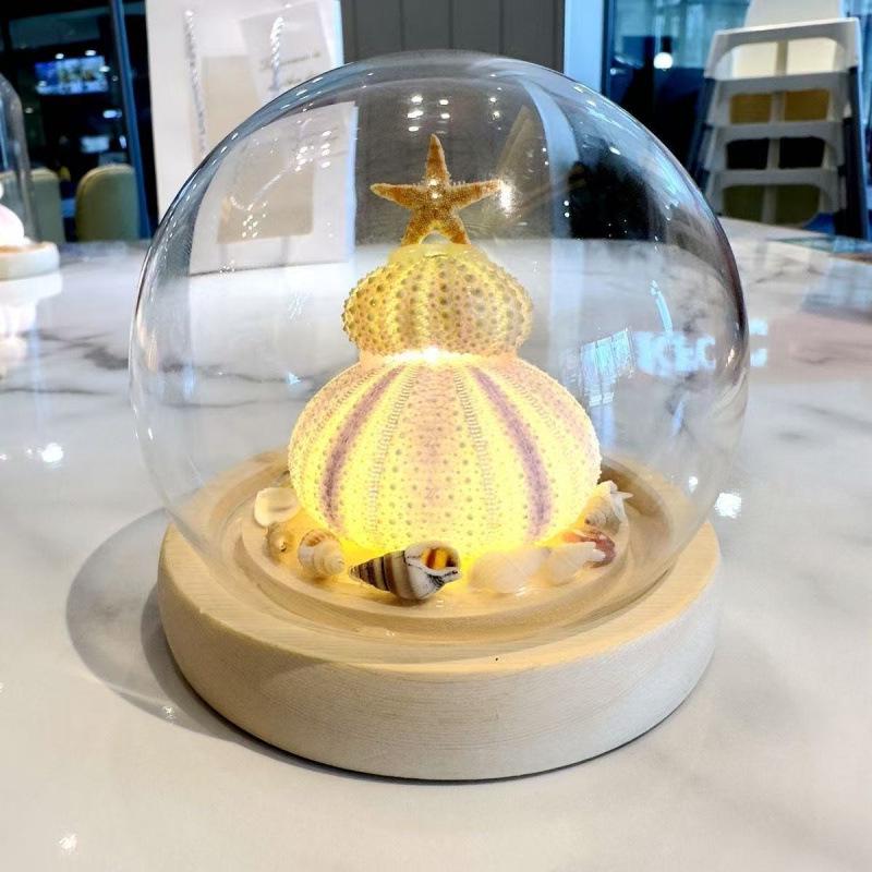Sea Urchin Shell Jellyfish Night Light: Heart-Shaped Ornament for Mother's Day or Birthday