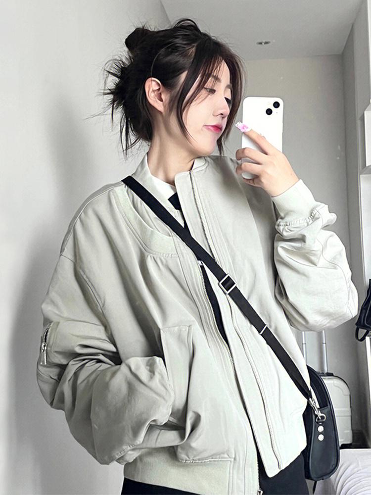 Women's Retro Thin Bomber Jacket: Spring/Autumn, Korean & American Style, Baseball Windbreaker 2025