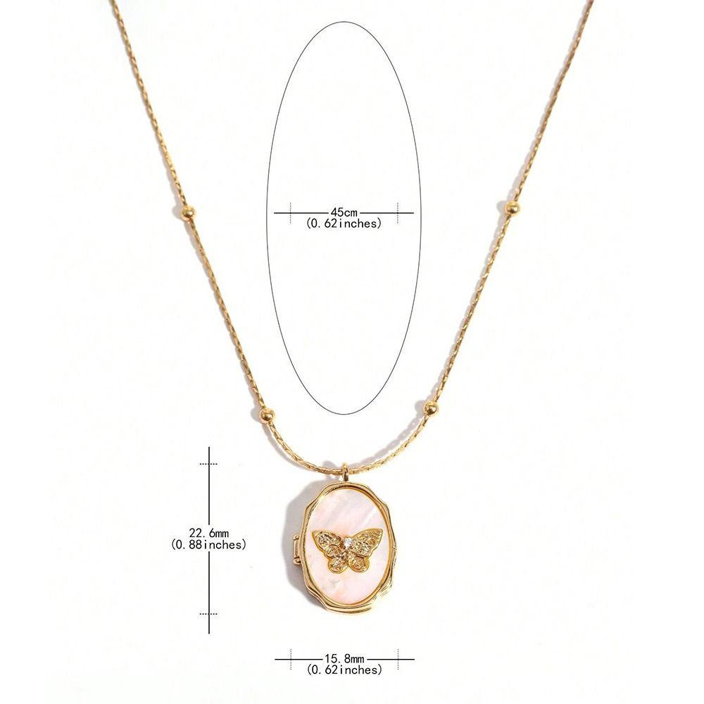 New Gold Butterfly Shell Necklace Retro Style Foldable Album Photo Frame Necklace Photo Holding Open Close Necklace Jewelry