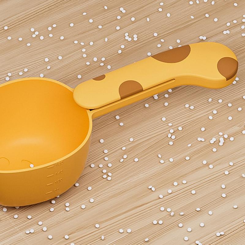 Rice Measuring Scoop Multifunctional Cat Dog Pet Food Feeding Spoon With Sealing Clip Household Plastic Kitchen Measuring Spoon