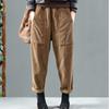 Lässige, lockere, elastische Taillen-Cordhose, Frühlings-Herbst-Haremshose