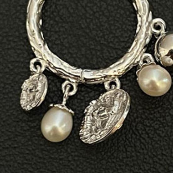 1 Pair Women Earrings Imitation Pearls Beads Tassel Hoop Earrings Retro Style Round Earrings Jewelry Gift