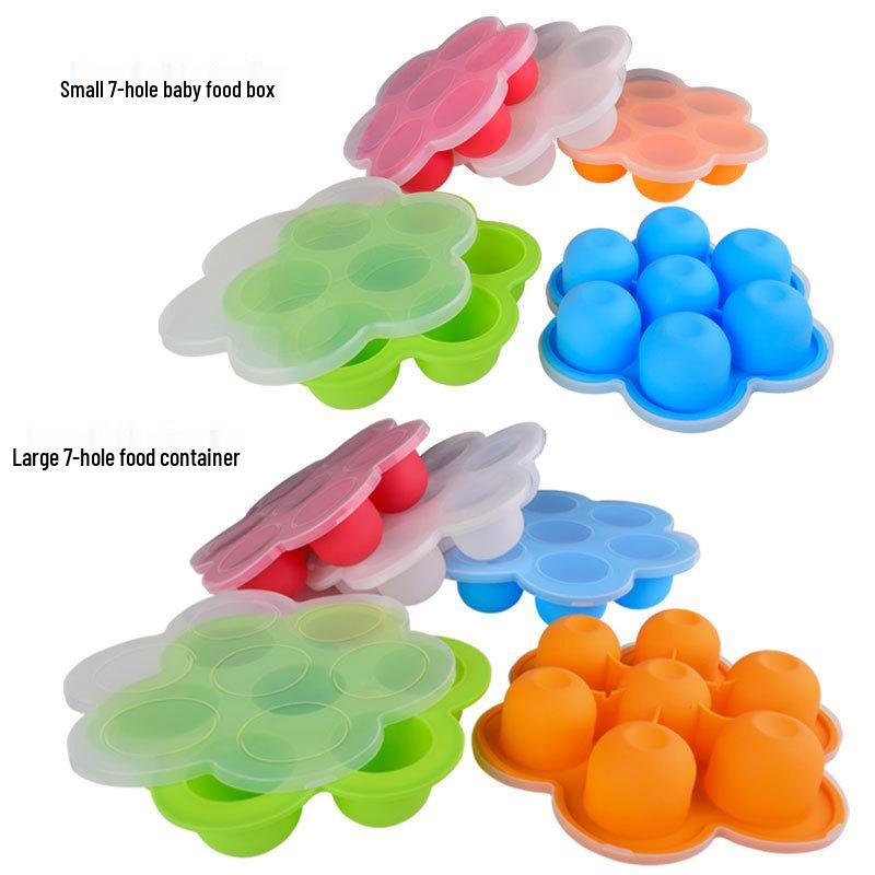 Large Silicone 7-Hole Baby Food Storage Tray with Lid