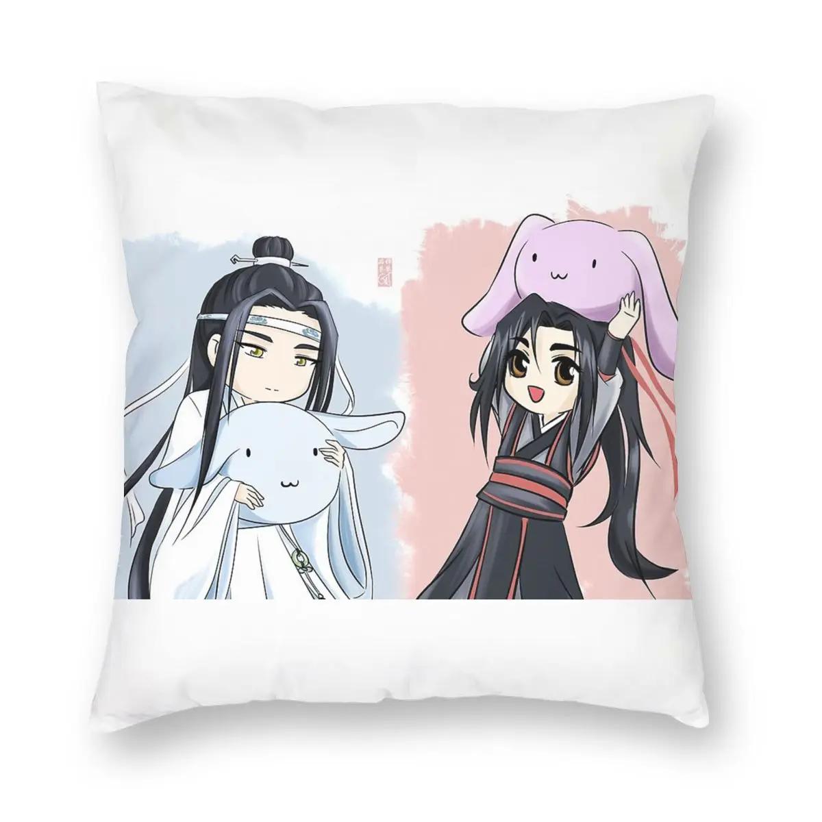 

Wangxian Bunny Plushies Square Pillow Case Decorative Pillow The Untamed 45*45cm Pillowcover Home Decor 12x12Inch