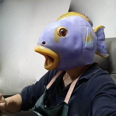 Halloween Niedliches Tier Latex Fischkopfmaske Tropenfisch Kopfschmuck Lustige Party Kostüm Requisiten