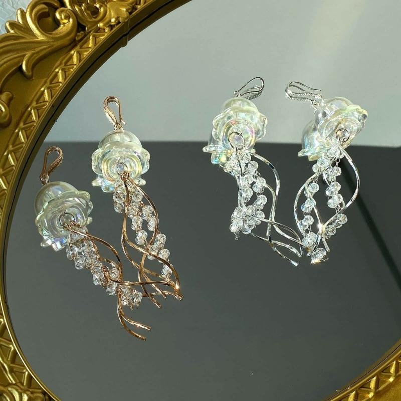 Fashion Jellyfish Tassels Drop Earrings Temperament Dangle Earrings Elegant Pendant Earring Party Jewelry Charm Earring