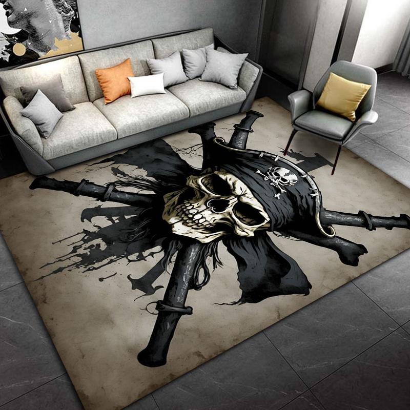 Skeleton Sea Pirate Pattern Rug Carpet for Living Room Bathroom Mat Creative Doormat Carpet for Bedroom Home Decor Play Mats