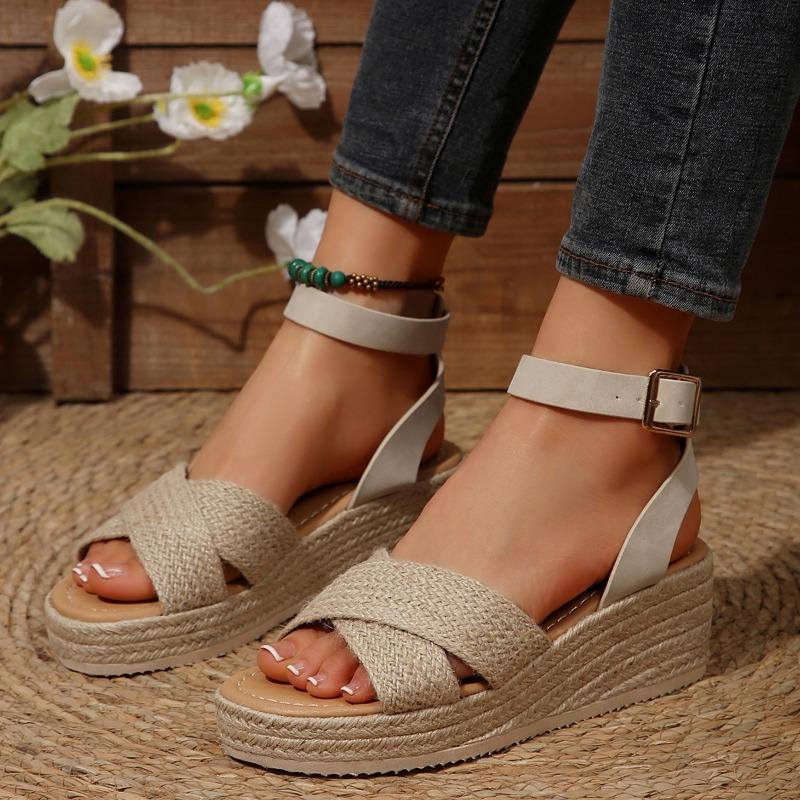 Fashion 2025 Women Wedge Sandals Summer New Fashion Platform Buckle Casual Comfortable Walking Sandals Shoes for Women