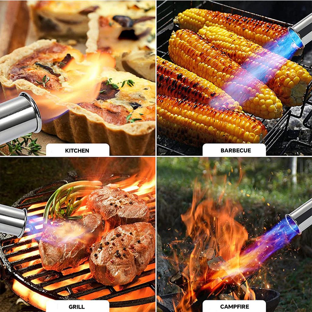 Torch Guns Adjustable Flame Thrower - One- Ignition Torch For Searing Steak, BBQ, Welding - Butane Tank Not Included