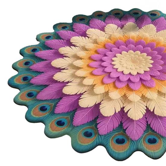 Yousheng Diatomaceous Earth Floor Mat 3D Realistic Rainbow Sunflower Pattern Quick Dry Non-Slip Absorbent Mat