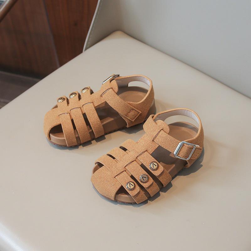 Fashionable 2026 Summer Girls  Velcro Closed-Toe Beach Sandals Bulk 22-26 (50 pairs) коричневый