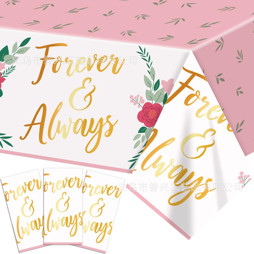 Valentine'S Day Themed Party Tablecloth Couple Valentine'S Day Disposable Pe Tablecloth Decoration Waterproof And Oil-Proof Party Arrangement